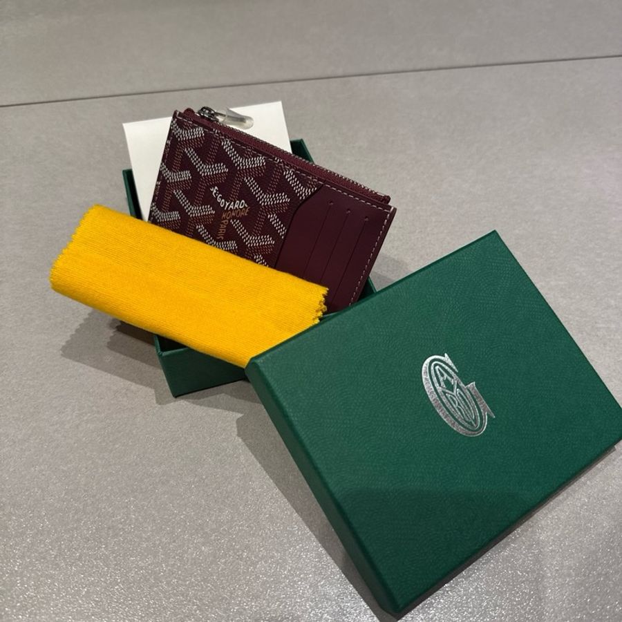 Goyard Bourbon Zipped Card Holder勃艮第紅零錢卡夾-0
