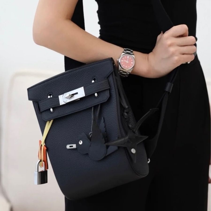 愛馬仕 Hermes SAC A DOS PM 3Y水兵藍 黑色平替 內拼9O那不勒斯黃 銀釦 Togo皮 B刻 黑銀-2