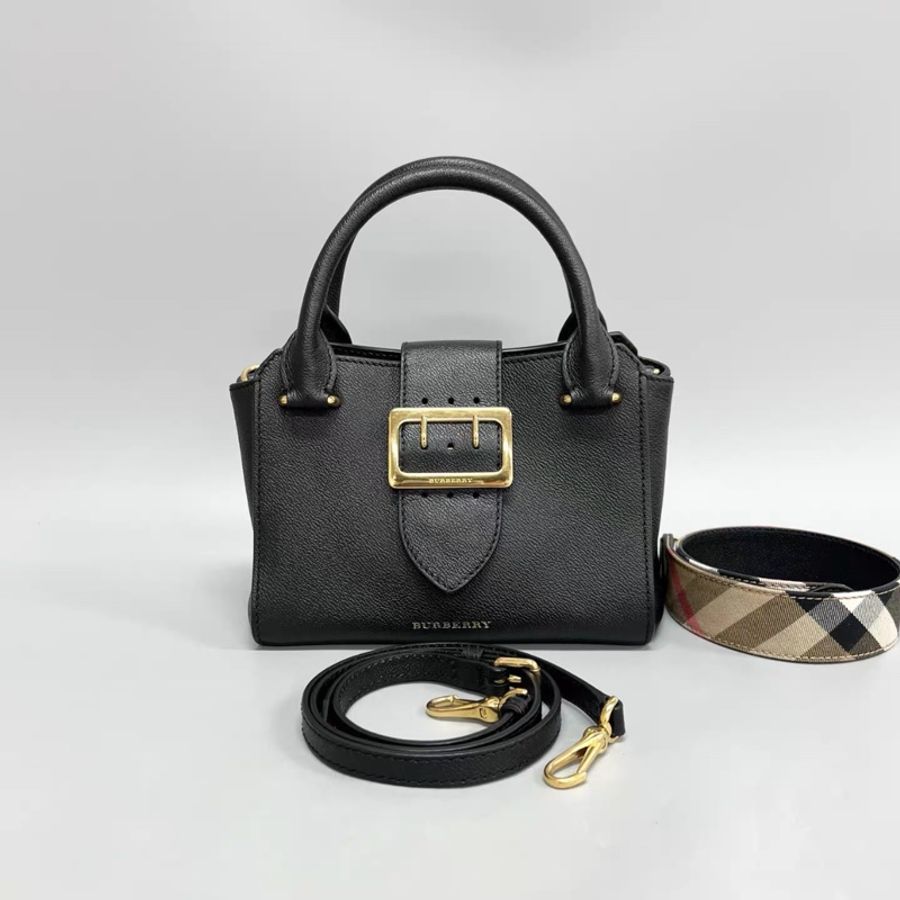 Burberry 黑色全皮The Buckle小號手提單肩包-0