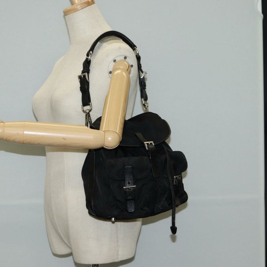【日本直送】PRADA 尼龍黑色銀色單肩包 正品 125317V-26