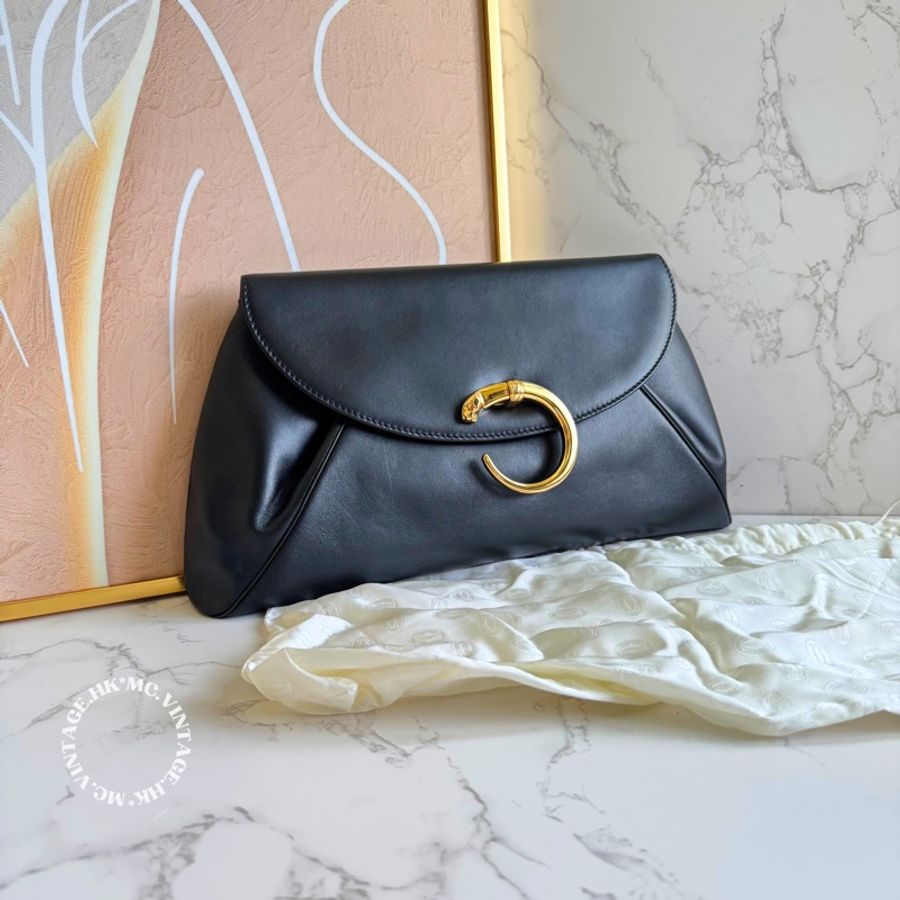 Cartier Panthere Clutch 黑金 豹頭 豹扣 手拿包 晚宴包-0