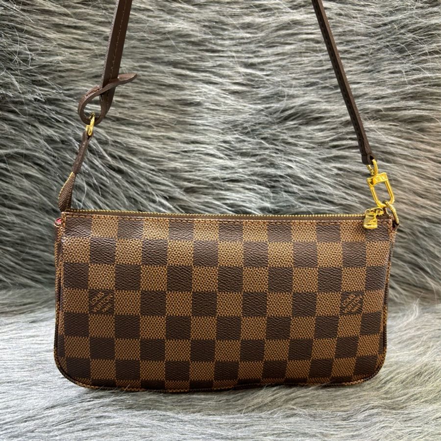 LV N51985 咖啡咖格棋盤格紋 拉鍊包 腋下包 晚宴包 肩背包 手提包-0