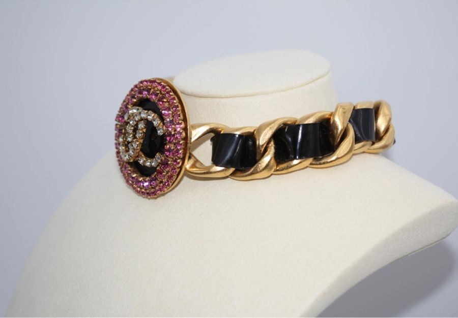 Chanel Vintage 95P水鑽芭比系列粉色Choker-2