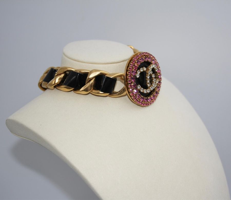Chanel Vintage 95P水鑽芭比系列粉色Choker-3