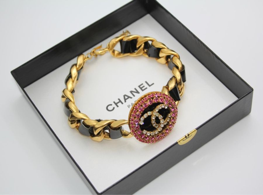 Chanel Vintage 95P水鑽芭比系列粉色Choker-9
