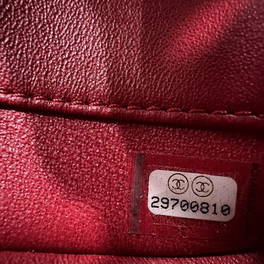 Chanel trendy cc 櫻桃紅色羊皮金鏈帶相機包 斜背包-27
