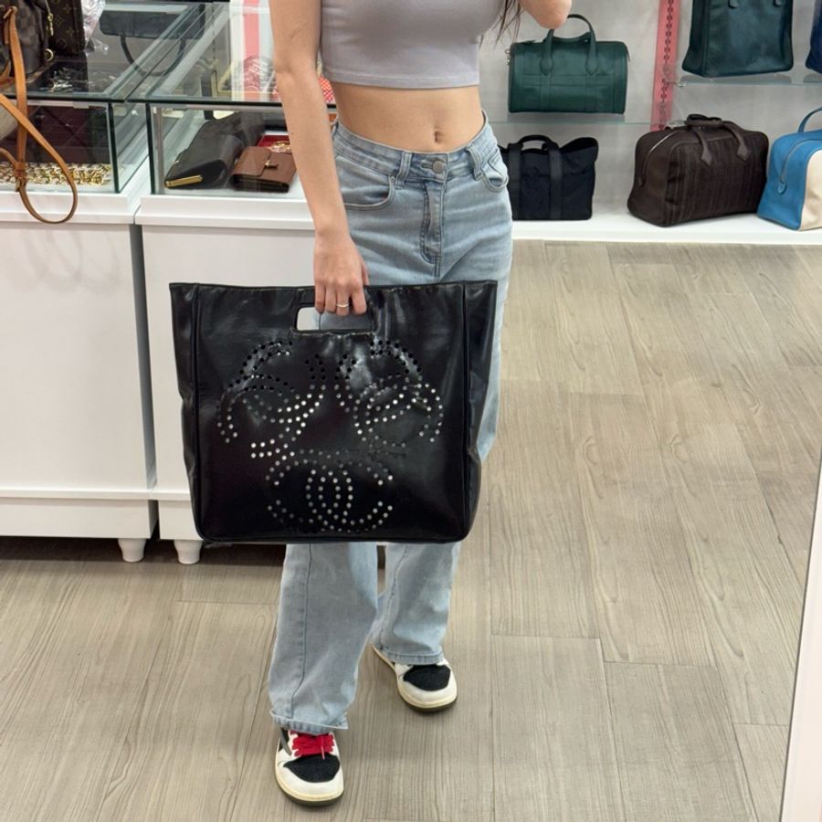 (出清特價)CHANEL 後空雙C托特手提包-4