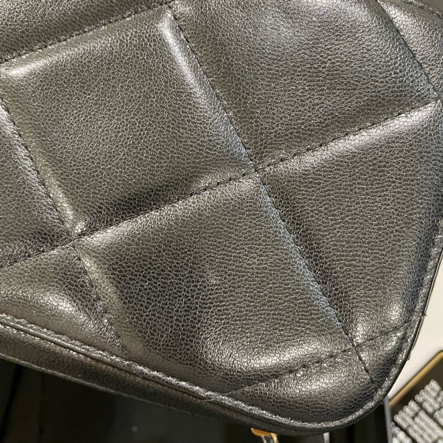 全新全配🈶️購證❤️ chanel #黑金 #19bag #手機包 #鍊條包-11
