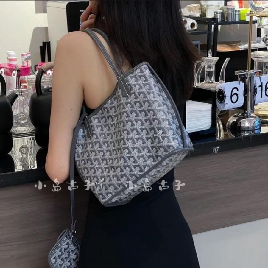 Goyard Anjou mini tote 牛皮雙面迷你 托特子母包 購物包 經典灰-2