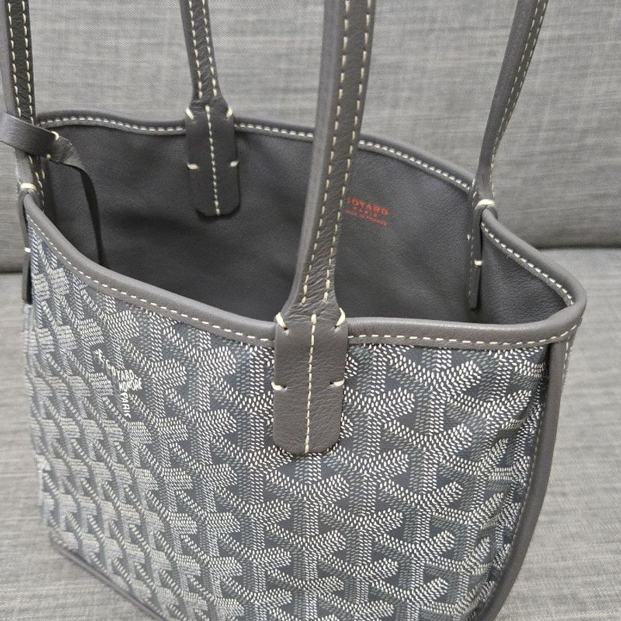 Goyard Anjou mini tote 牛皮雙面迷你 托特子母包 購物包 經典灰-11