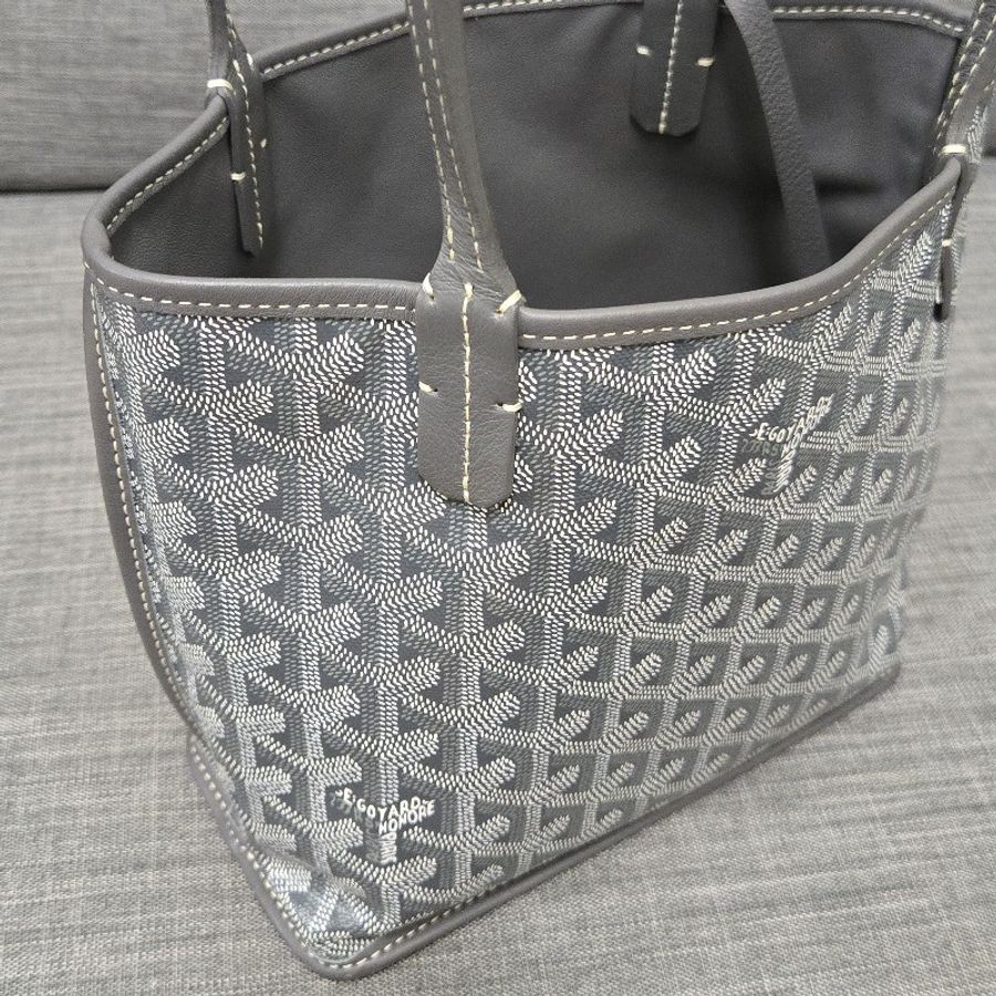 Goyard Anjou mini tote 牛皮雙面迷你 托特子母包 購物包 經典灰-13