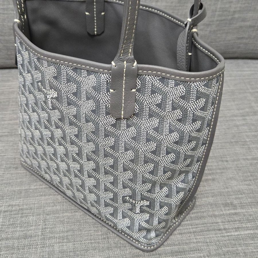 Goyard Anjou mini tote 牛皮雙面迷你 托特子母包 購物包 經典灰-14