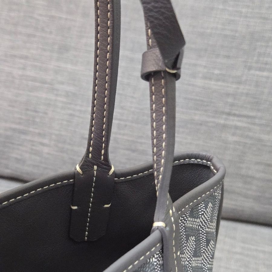 Goyard Anjou mini tote 牛皮雙面迷你 托特子母包 購物包 經典灰-21