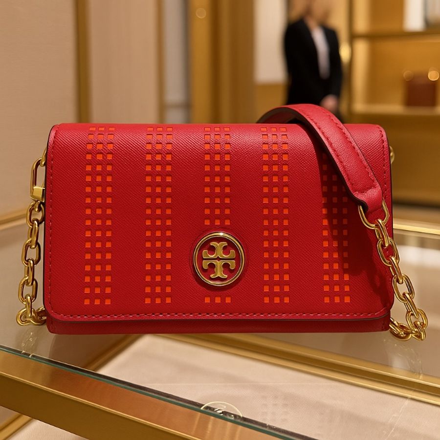 Tory Burch 桃紅壓紋迷你斜背包 / 手拿包 (附可拆式鏈條及護肩皮質背帶)-0
