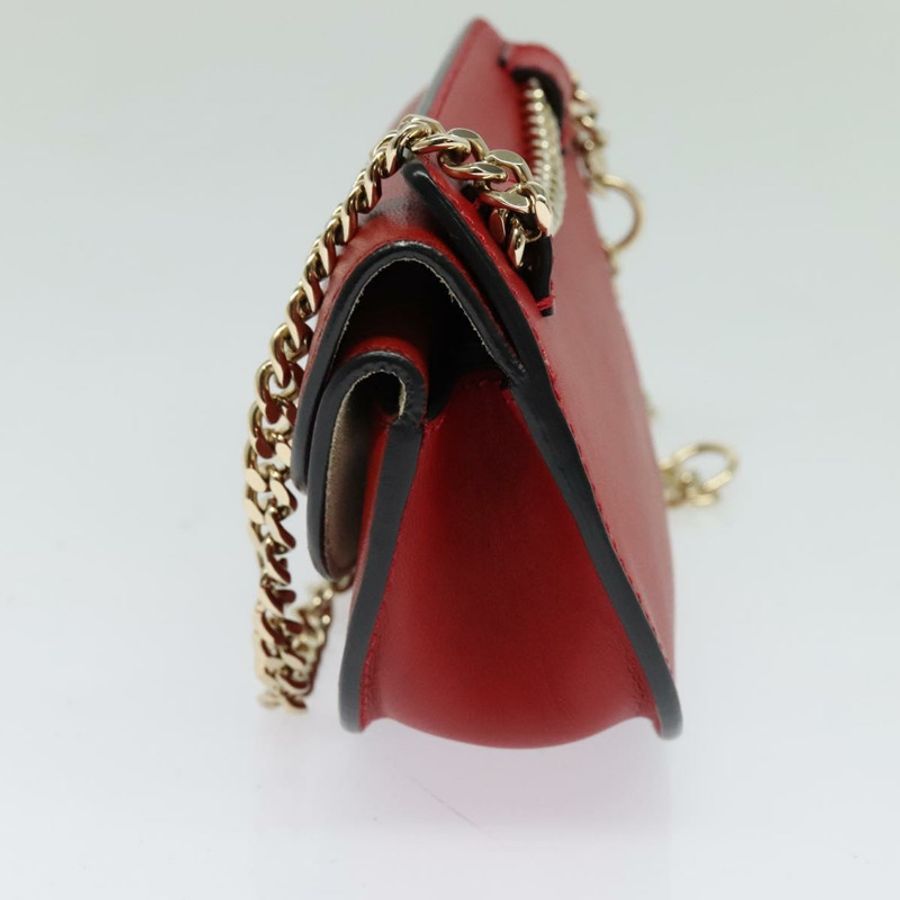 【日本直送】Chloe 鏈條 Georgia 單肩包 皮革 紅色 金色 正品 am8513-3