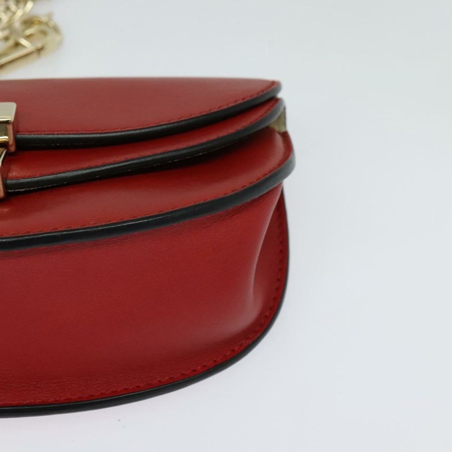 【日本直送】Chloe 鏈條 Georgia 單肩包 皮革 紅色 金色 正品 am8513-13
