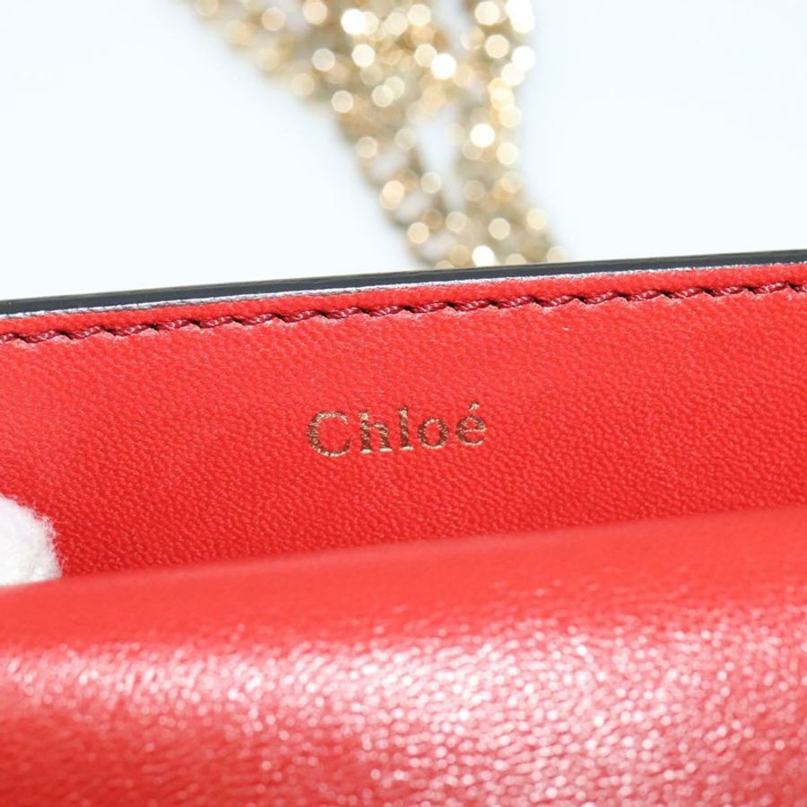 【日本直送】Chloe 鏈條 Georgia 單肩包 皮革 紅色 金色 正品 am8513-16