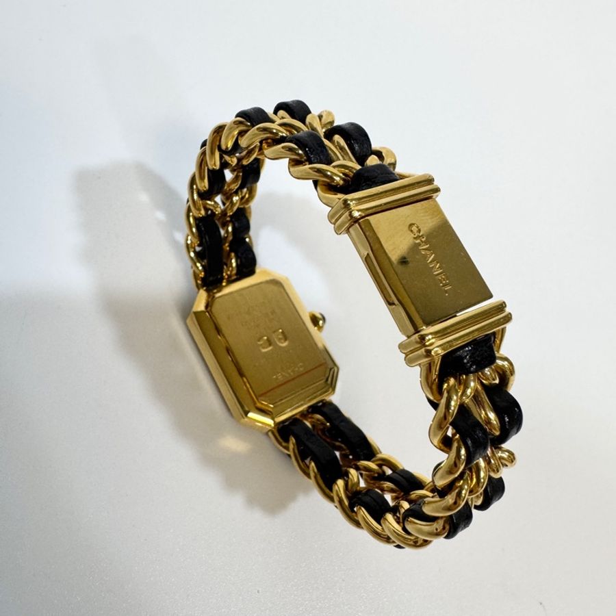 香奈兒Premiere M號 Chanel 金色皮穿鍊Vintage首映錶 經典鏈帶腕錶-2
