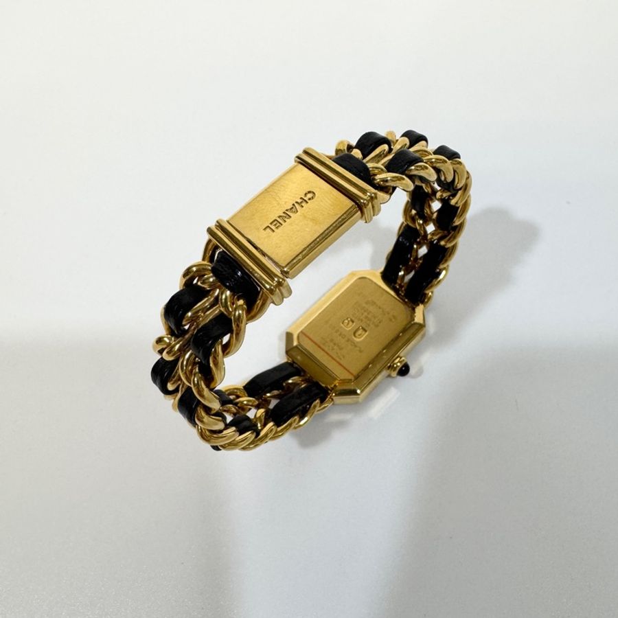 香奈兒Premiere M號 Chanel 金色皮穿鍊Vintage首映錶 經典鏈帶腕錶-3