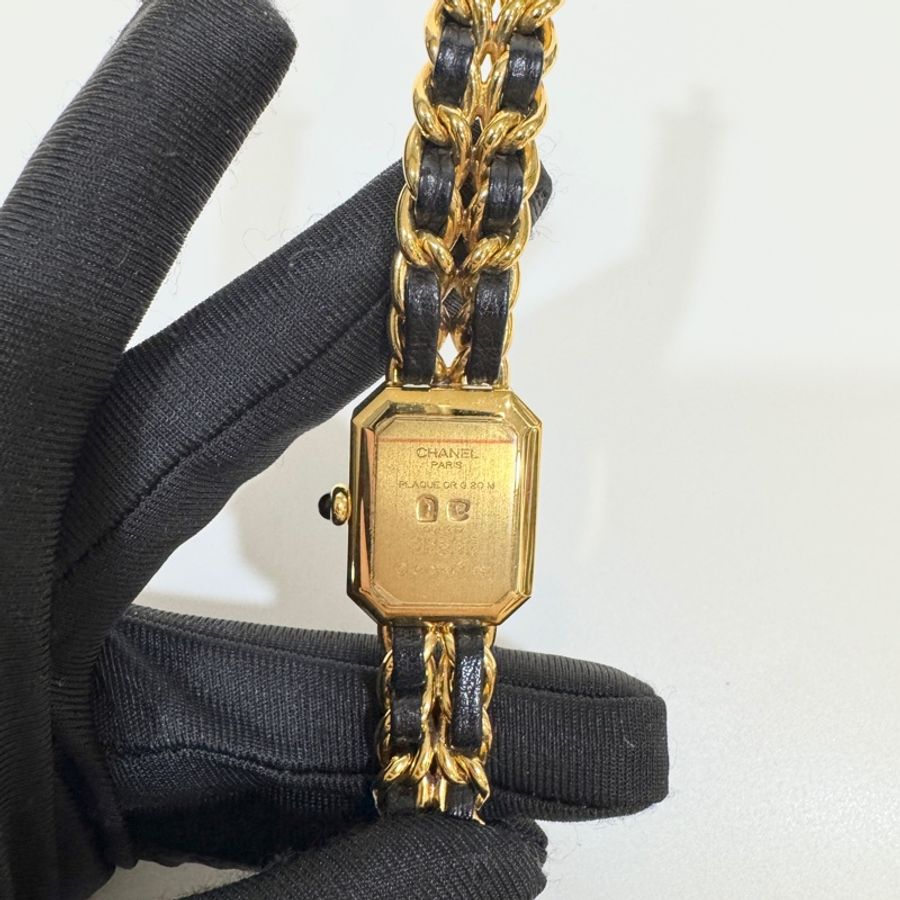 香奈兒Premiere M號 Chanel 金色皮穿鍊Vintage首映錶 經典鏈帶腕錶-6