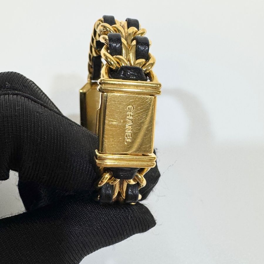 香奈兒Premiere M號 Chanel 金色皮穿鍊Vintage首映錶 經典鏈帶腕錶-7