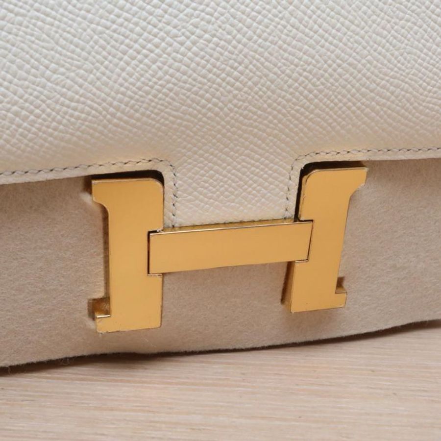 HERMES(愛馬仕) Constance 康康 19 U刻 I2奶油白 Epsom皮 金扣-5
