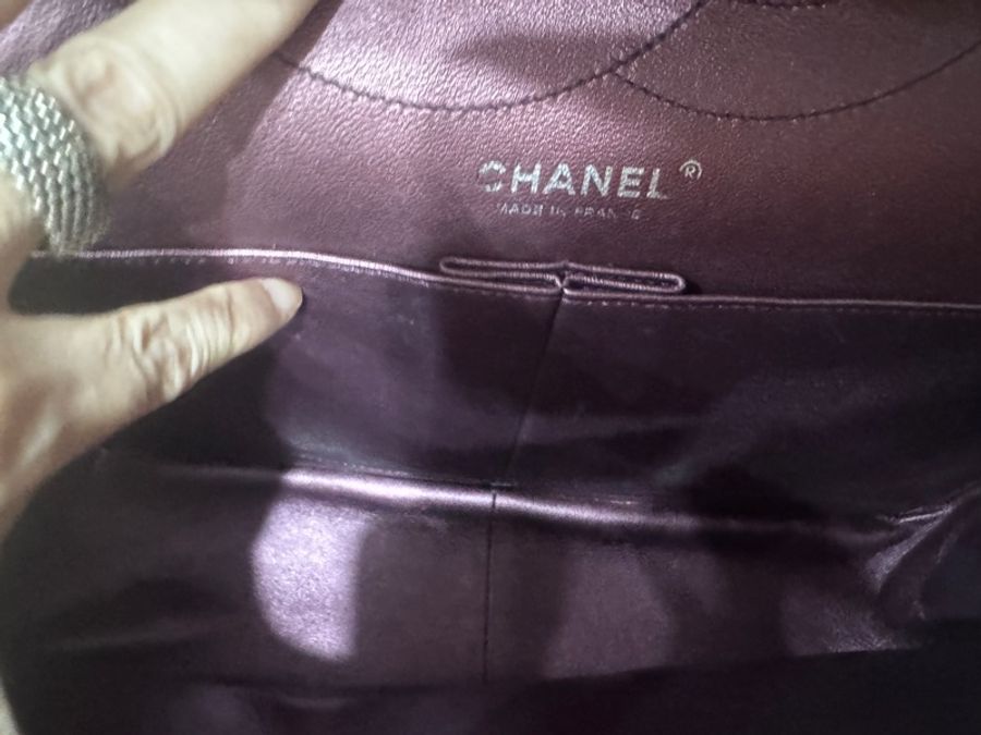 Chanel 香奈兒2.55 紫色銀扣肩背包-4