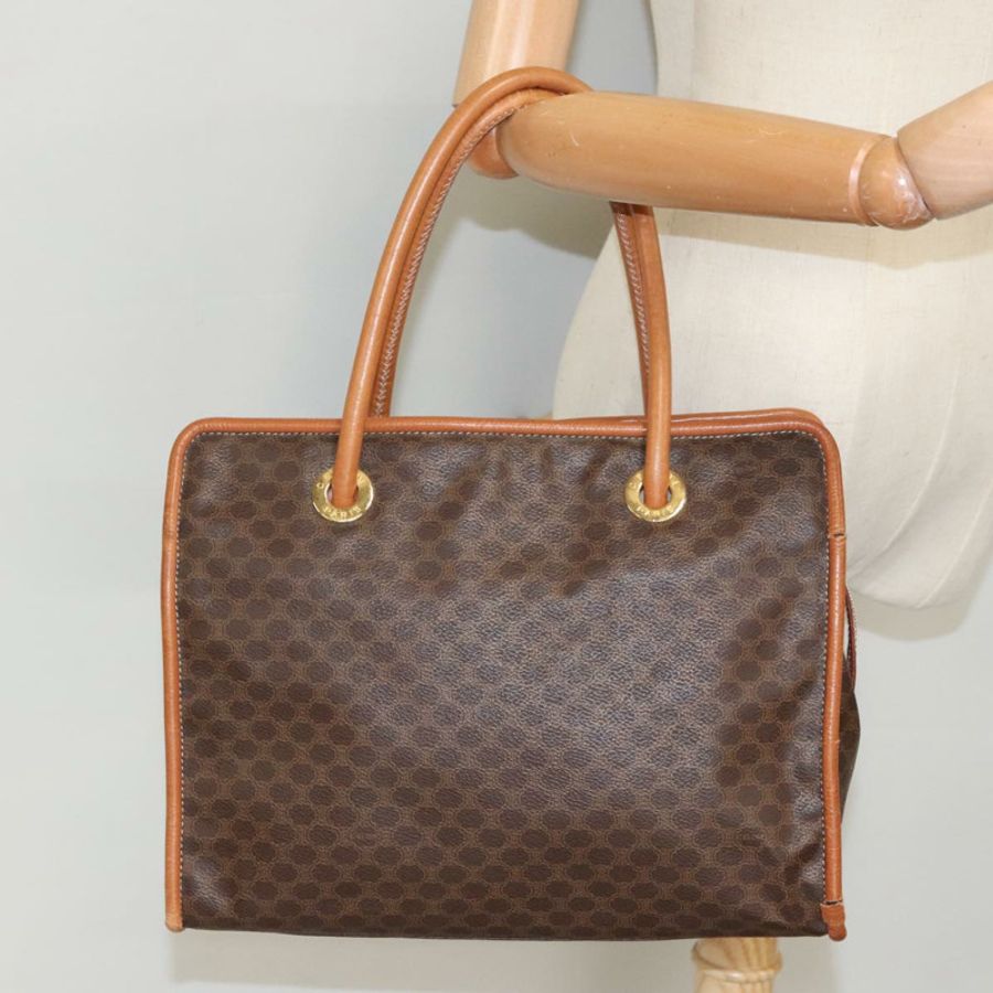 【日本直送】CELINE Macadam帆布手提包 PVC皮革 棕色 金色 正品 96231-21