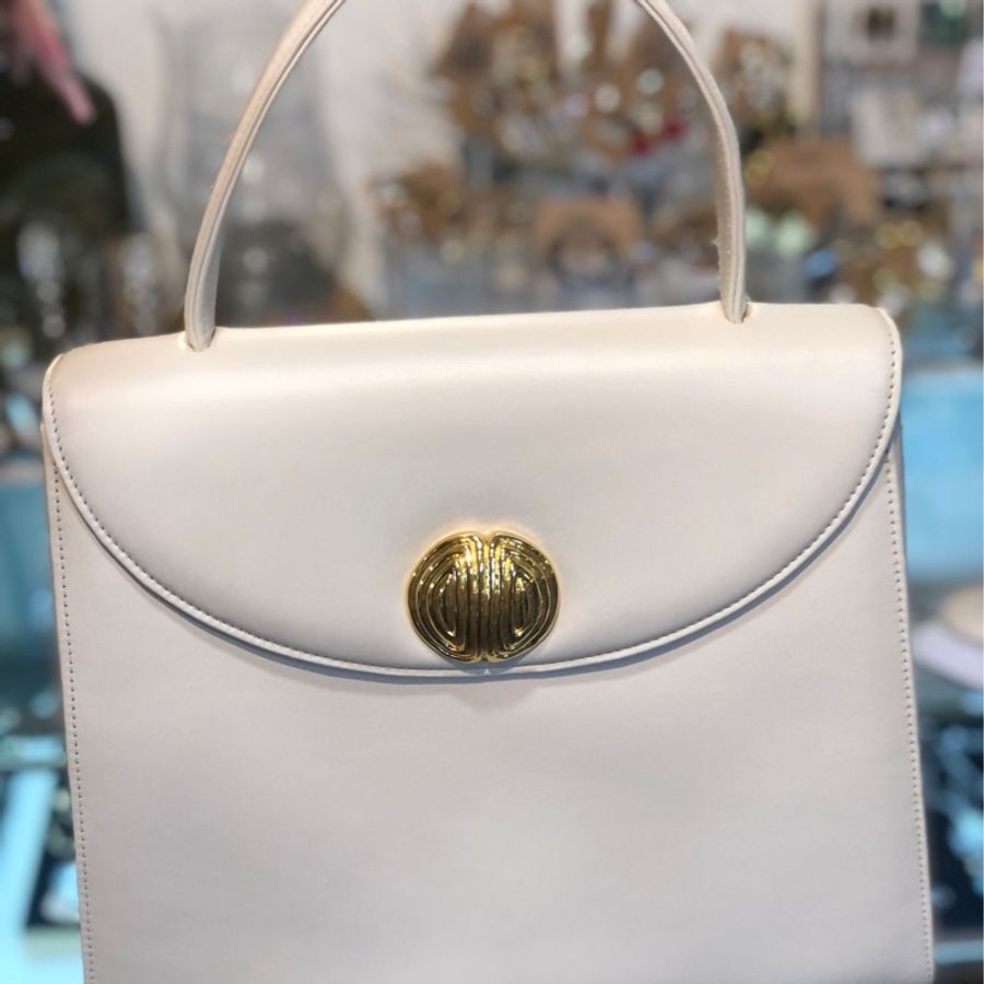 Givenchy Leather Buckle White Leather Top Handle Handbag-0
