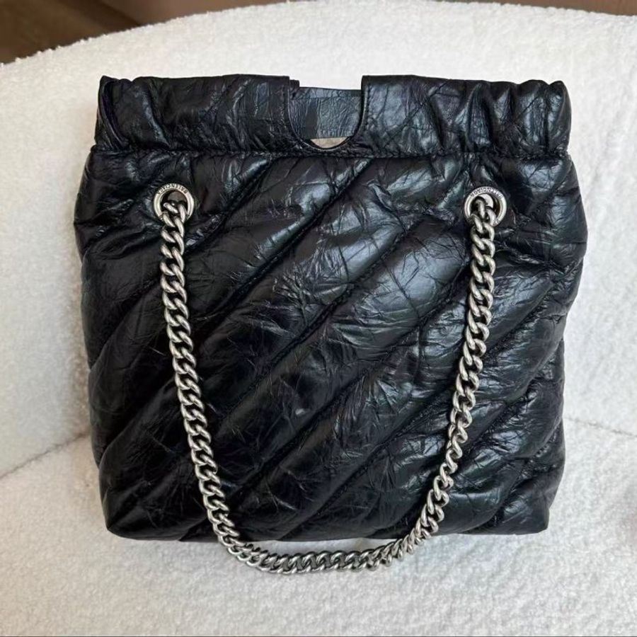 Balenciaga 黑銀crush tote trash小號垃圾袋斜背包 99新配件塵袋-6