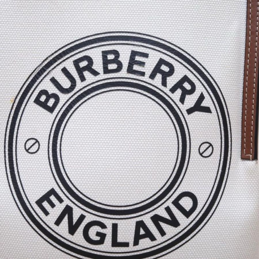 Burberry(巴寶莉) 米白色 帆布 金扣 Peggy 手提 水桶包-5