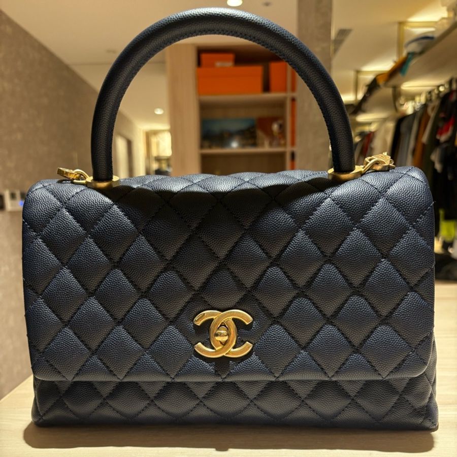 Chanel Coco Handle 深藍金扣 中尺寸-8