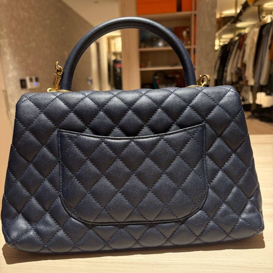 Chanel Coco Handle 深藍金扣 中尺寸-9