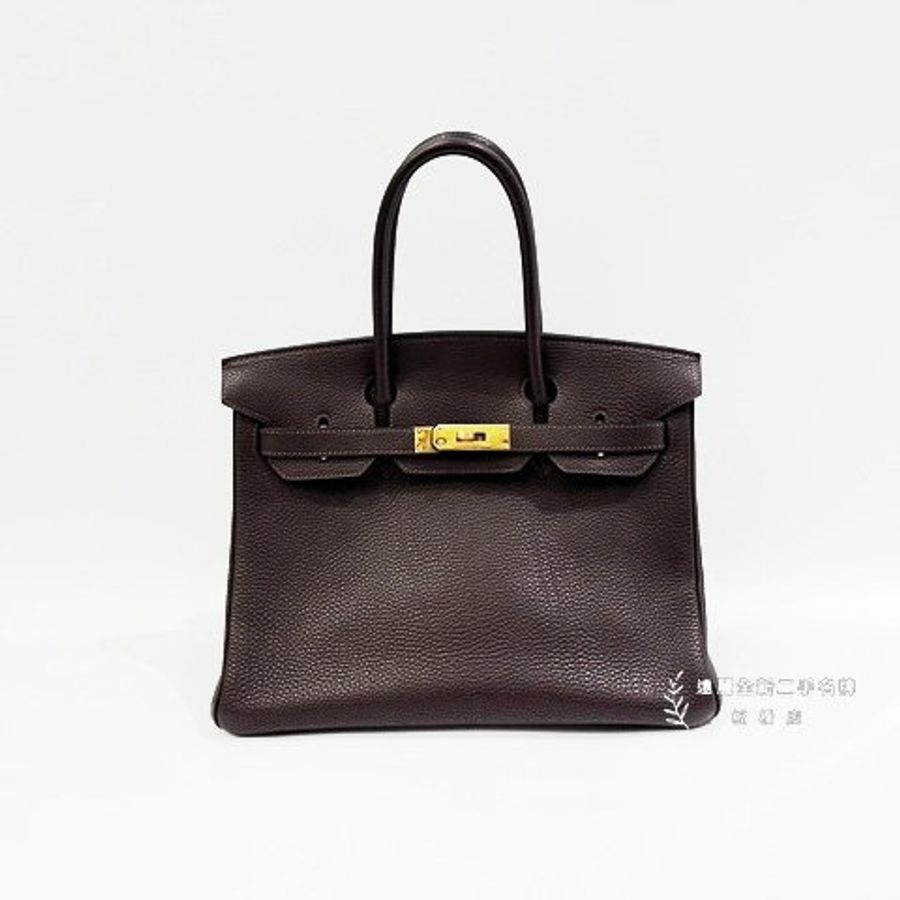 HERMES 可可色TOGO皮金釦 Birkin30-0