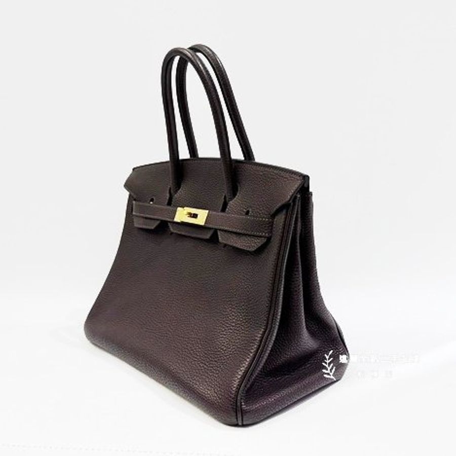 HERMES 可可色TOGO皮金釦 Birkin30-1