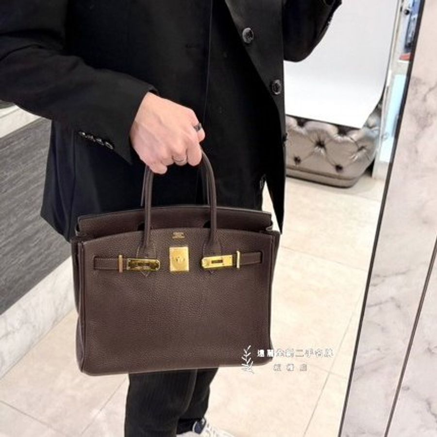HERMES 可可色TOGO皮金釦 Birkin30-6