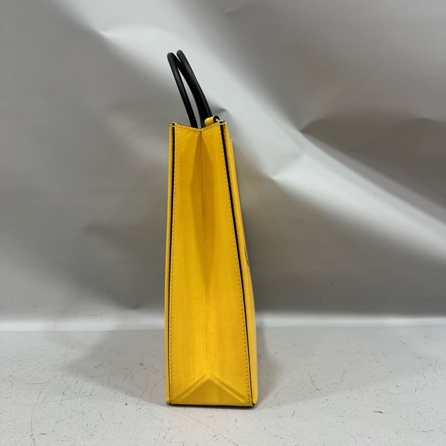fendi 7va512 黃皮金釦斜背購物袋 手提包-3