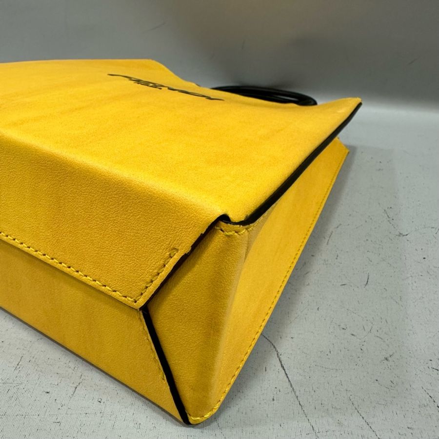 fendi 7va512 黃皮金釦斜背購物袋 手提包-11