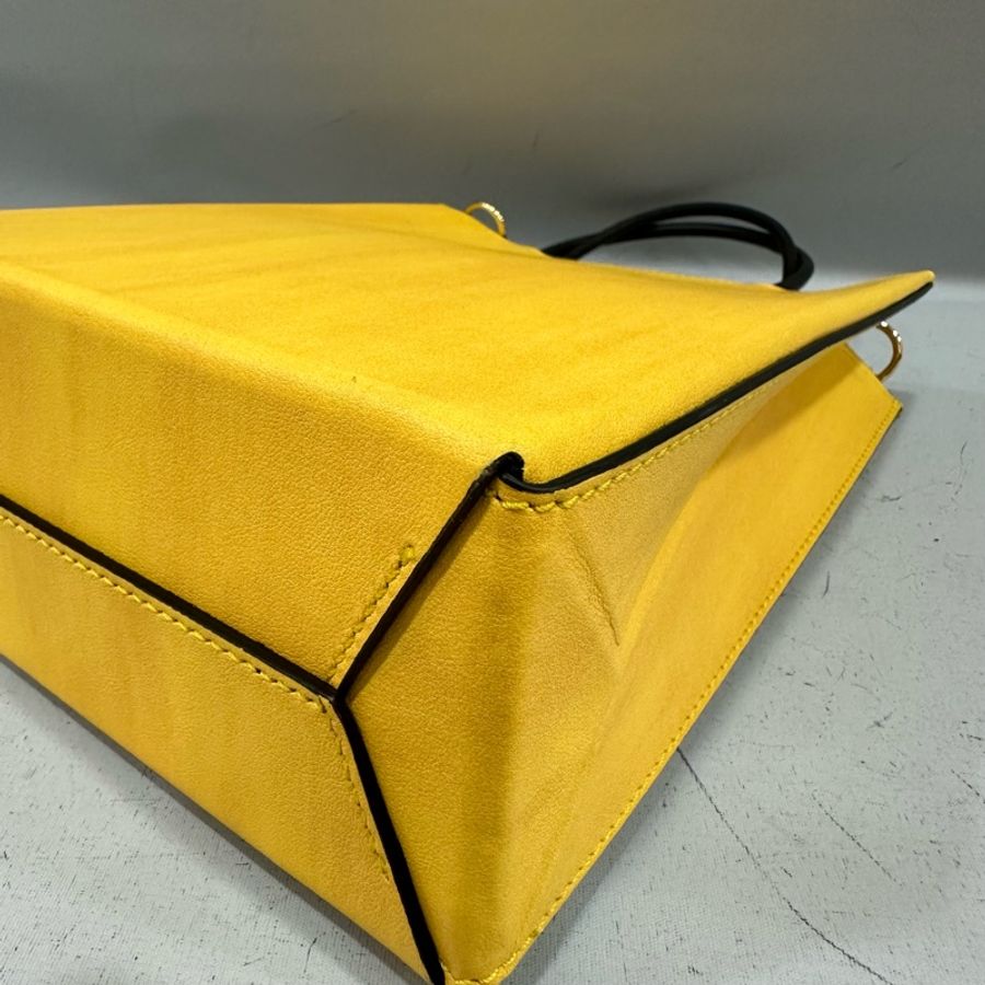 fendi 7va512 黃皮金釦斜背購物袋 手提包-13
