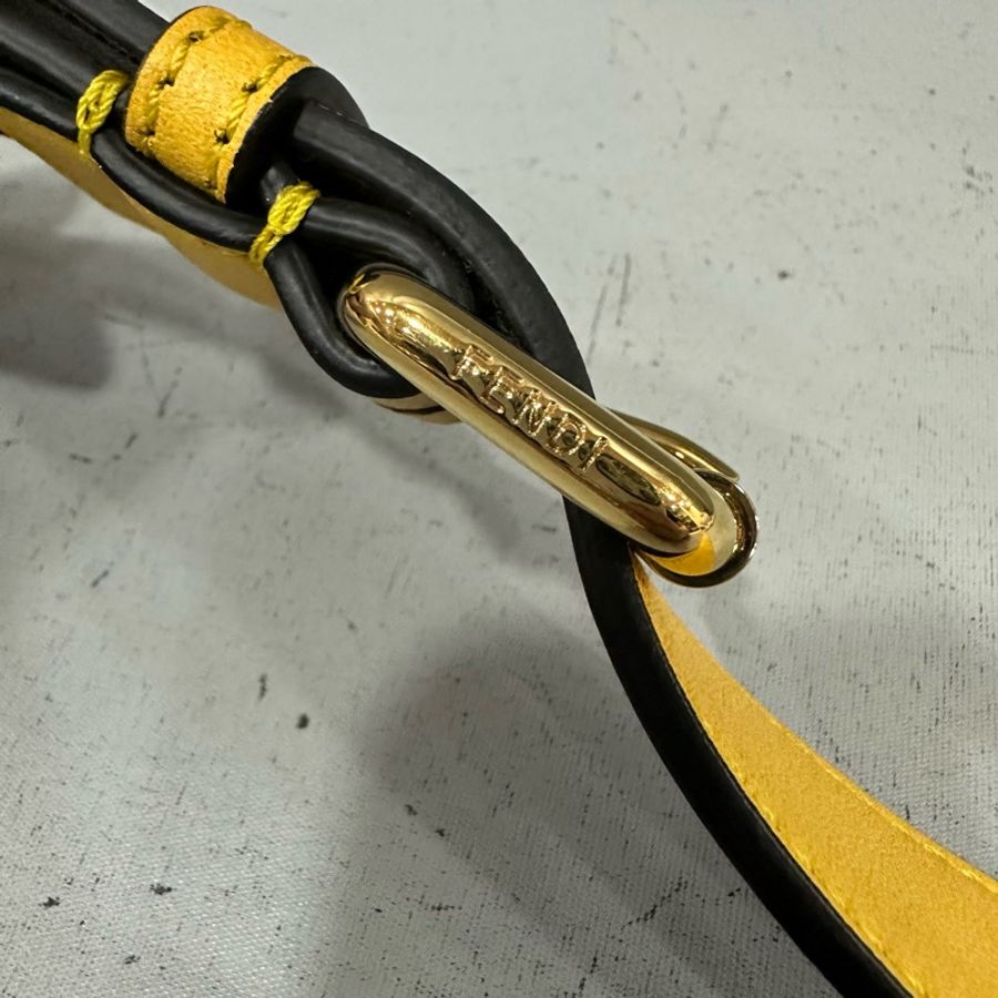 fendi 7va512 黃皮金釦斜背購物袋 手提包-24