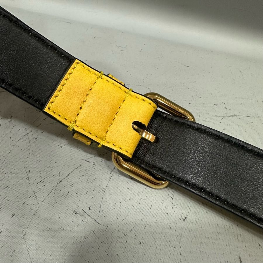 fendi 7va512 黃皮金釦斜背購物袋 手提包-27