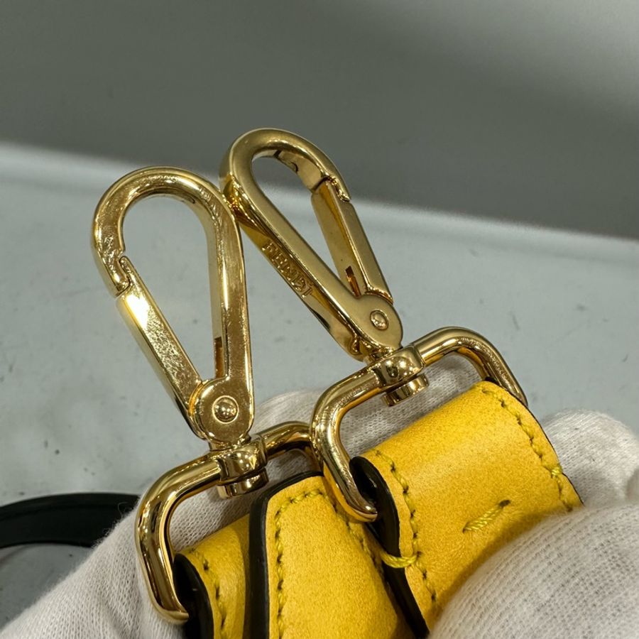 fendi 7va512 黃皮金釦斜背購物袋 手提包-29
