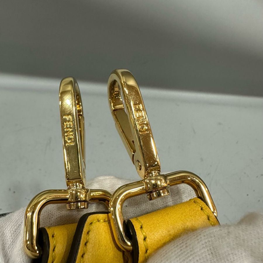 fendi 7va512 黃皮金釦斜背購物袋 手提包-31