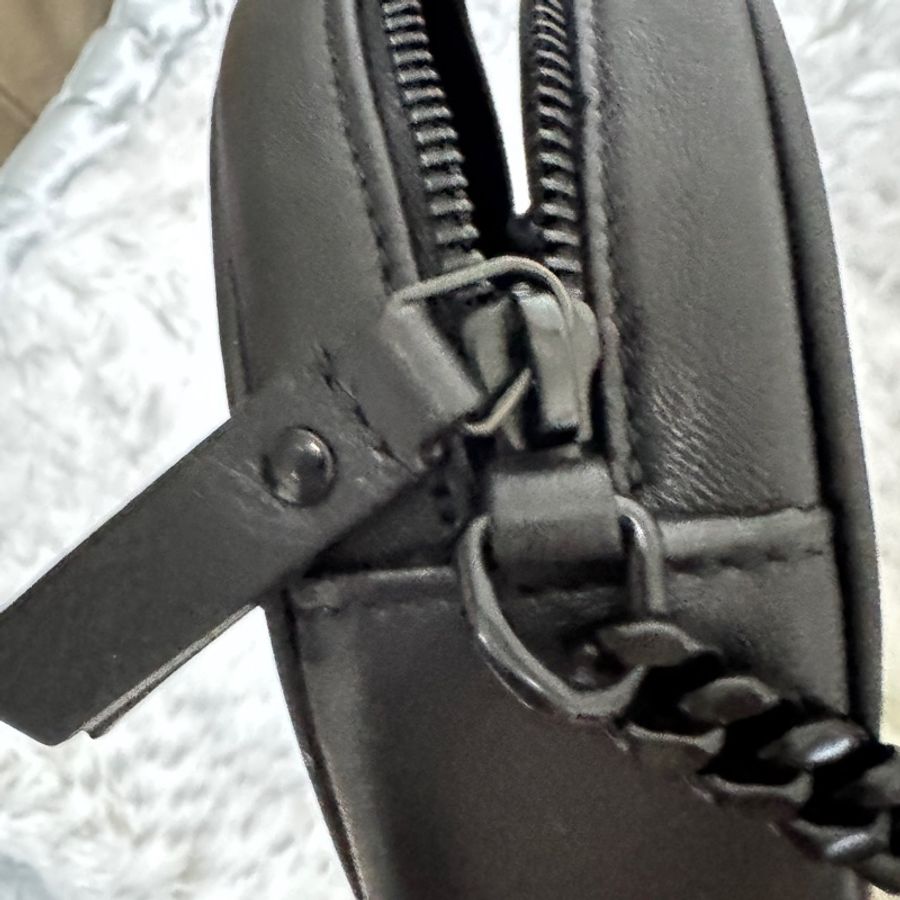 Saint Laurent 皮製黑色圓型拉鏈斜背包-直徑16.5公分-4