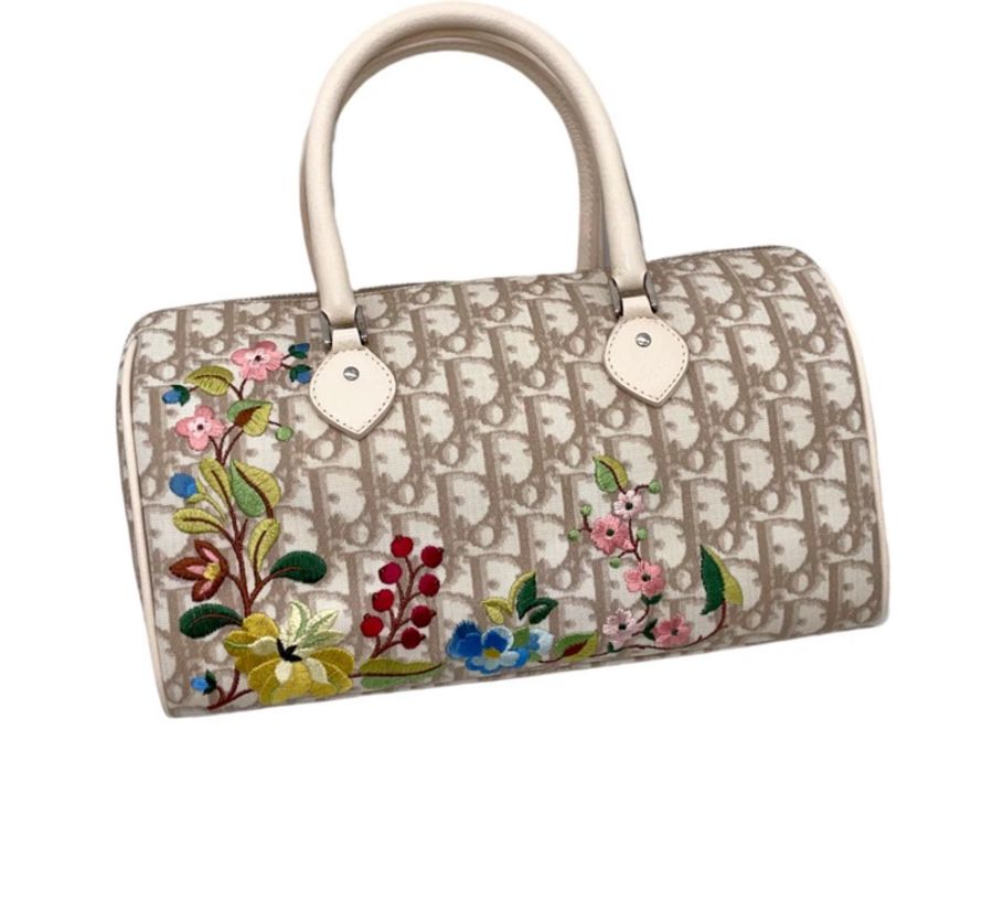 「JL精品代購」95新 Dior 刺繡 波士頓包-0