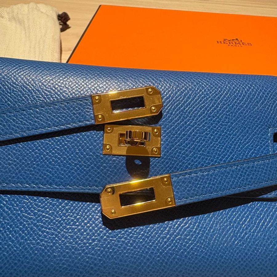 【Hermès Kelly 中號皮夾|法國藍|極近全新】-2