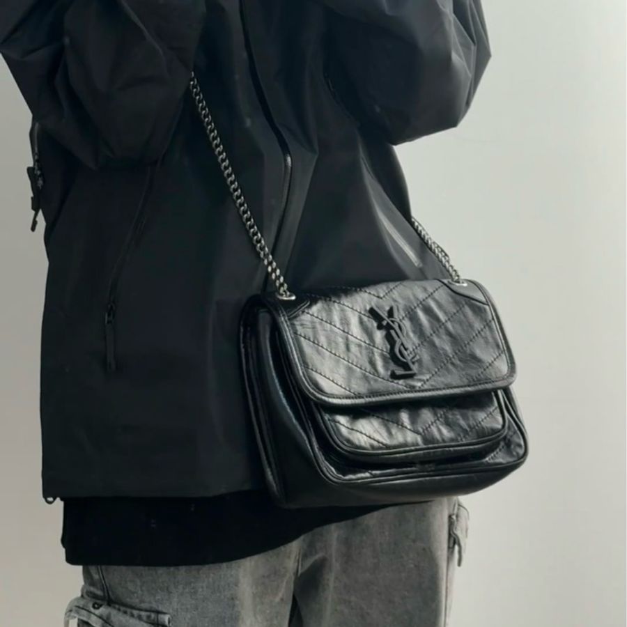 Ysl Niki baby黑銀小號鏈條斜挎包 99新閒置 rose同款🔥-1
