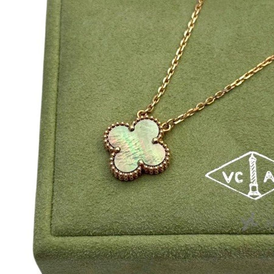 Van Cleef&Arpels項鍊 Vintage Alhambra18K玫瑰金灰珍珠母貝VCARP4KKOO-5
