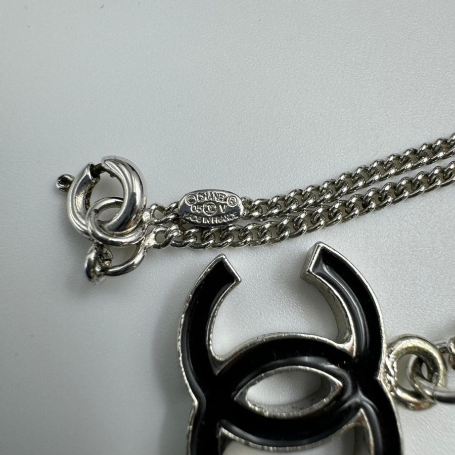 Chanel Vintage 05V琺瑯經典黑色cc項鏈-8