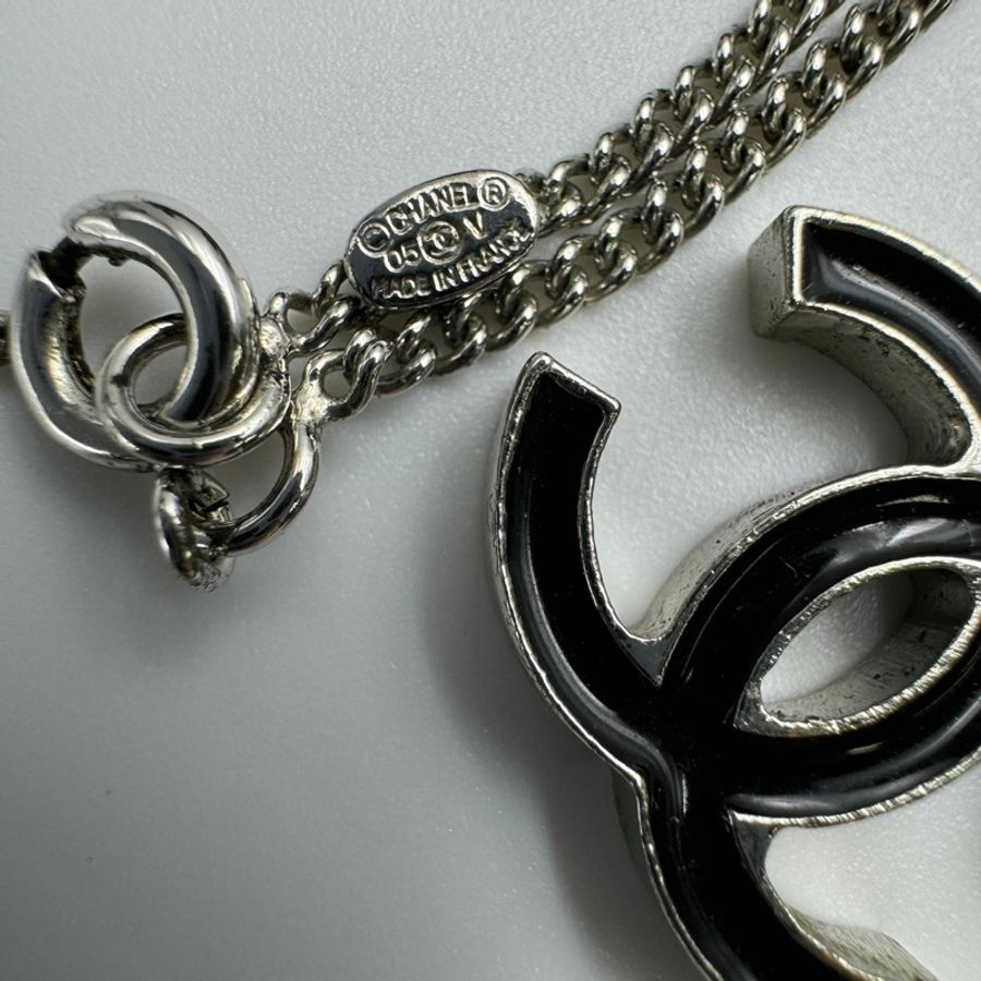 Chanel Vintage 05V琺瑯經典黑色cc項鏈-9